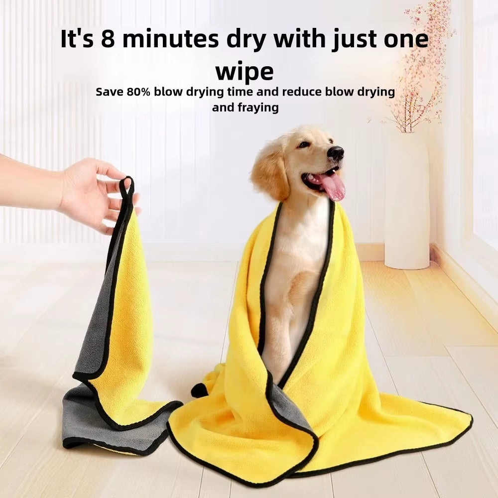 Quick-Drying Pet Dog and Cat Towels Soft Fiber Towels Water-Absorbent Bath Towel Convenient Pet Shop Cleaning Towel Pet Supplies